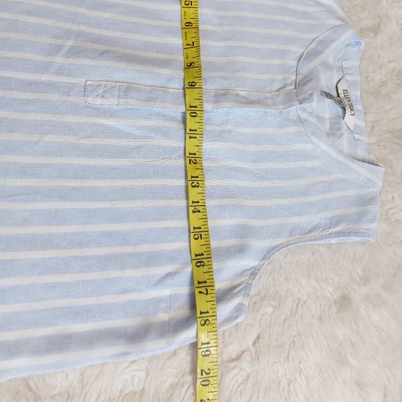 Ellen Tracy Linen Women's Light Blue Striped Sleeveless Blouse Top Siz M - Picture 4 of 7